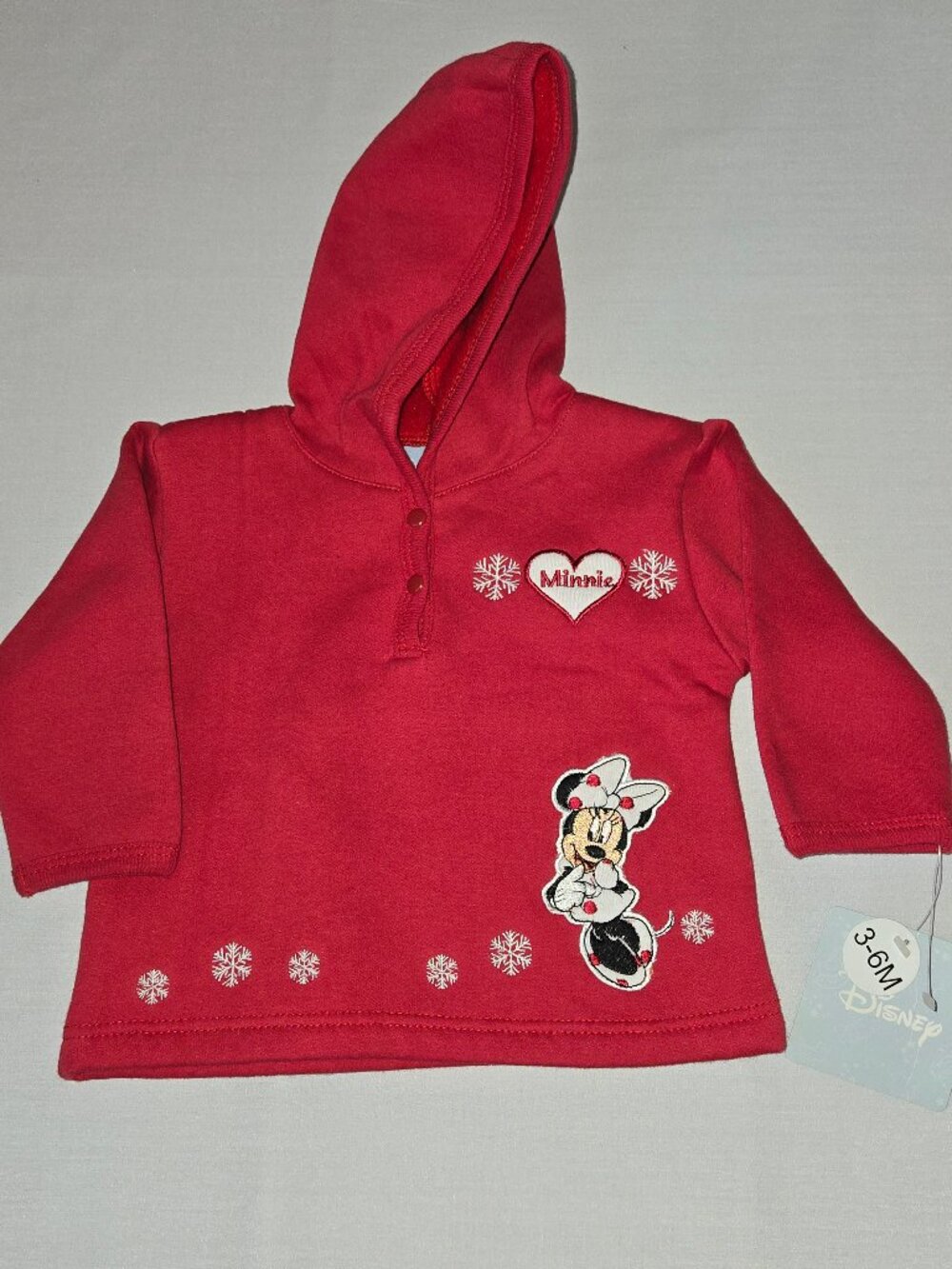NWT Disney Minnie Mouse Red Baby Hoodie 3-6M